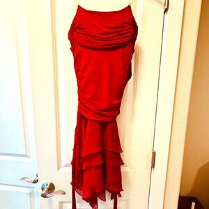 BCBG MaxAzria Red Silk Chiffon Dress